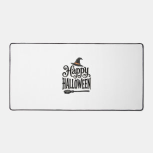Vintage Happy Halloween Witch Hat Shirt Design_1 Desk Mat