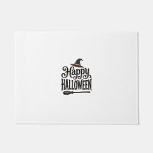 Vintage Happy Halloween Witch Hat Shirt Design_1 Doormat