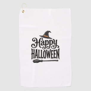 Vintage Happy Halloween Witch Hat Shirt Design_1 Golf Towel