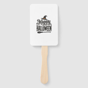 Vintage Happy Halloween Witch Hat Shirt Design_1 Hand Fan
