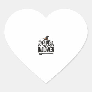 Vintage Happy Halloween Witch Hat Shirt Design_1 Heart Sticker
