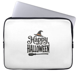 Vintage Happy Halloween Witch Hat Shirt Design_1 Laptop Sleeve