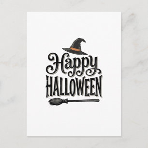 Vintage Happy Halloween Witch Hat Shirt Design_1 Postcard
