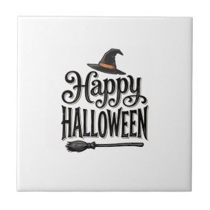 Vintage Happy Halloween Witch Hat Shirt Design_1 Tile