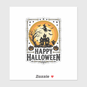 Vintage Happy Halloween Witch Moon Shirt Design_1