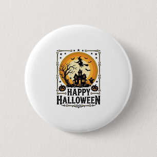 Vintage Happy Halloween Witch Moon Shirt Design_1 6 Cm Round Badge
