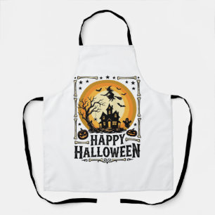 Vintage Happy Halloween Witch Moon Shirt Design_1 Apron