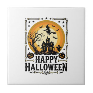Vintage Happy Halloween Witch Moon Shirt Design_1 Tile