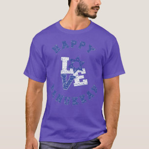 Vintage Happy Hanukkah Love, Israeli Flag T-Shirt