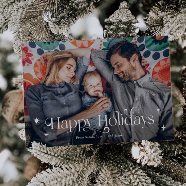 Vintage Happy Holidays Christmas Photo Holiday Card (Creator Uploaded)