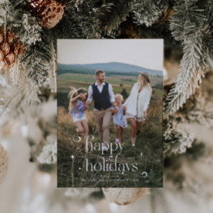 Vintage Happy Holidays Christmas Photo Vertical Holiday Card