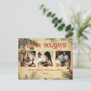 Vintage Happy Holidays Photo Holiday Postcard