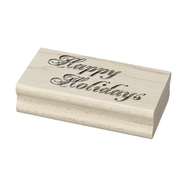 Vintage Happy Holidays Sentiment Rubber Art Stamp (Stamp)