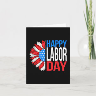 Vintage Happy Labor Day Patriotic Sunflower Labor Card