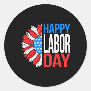 Vintage Happy Labour Day Patriotic Sunflower Labou Classic Round Sticker