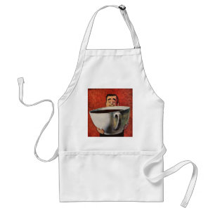 Vintage Happy Man Drinking Giant Cup of Coffee Standard Apron