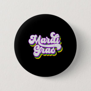 Vintage Happy Mardi Gras Beads Masquerade Costume 6 Cm Round Badge