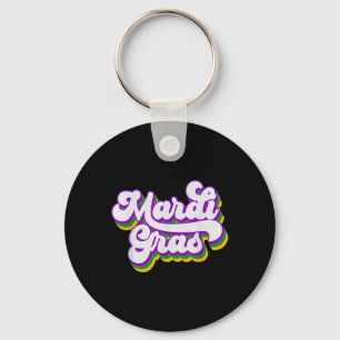 Vintage Happy Mardi Gras Beads Masquerade Costume Key Ring