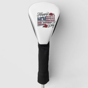 Vintage Happy Memorial Day Poppy Flag Shirt Design Golf Head Cover