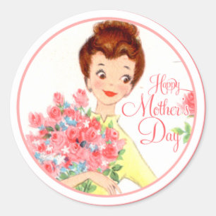 Vintage Happy Mother's Day Classic Round Sticker