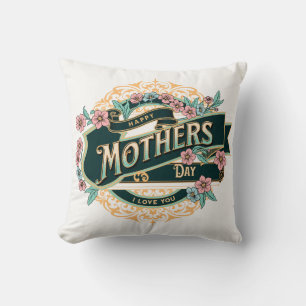 Vintage Happy Mother's Day Colourful Floral Flower Cushion