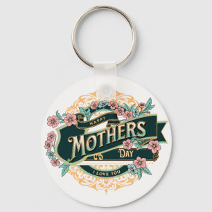 Vintage Happy Mother's Day Colourful Floral Flower Key Ring