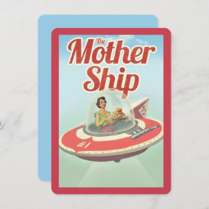 Vintage Happy Mothers Day MotherShip And Cookies Holiday Card