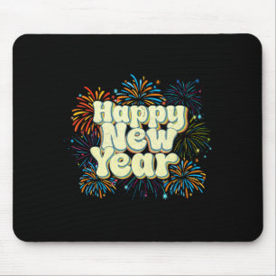 Vintage Happy New Year Fireworks New Year's Eve Ki Mouse Mat