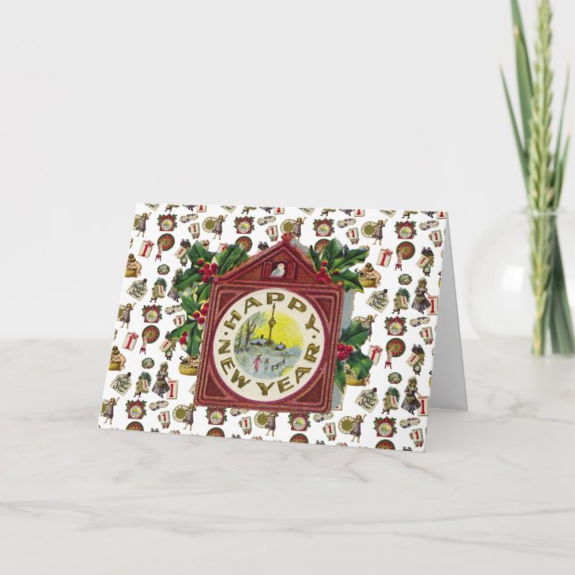 Vintage Happy New Year Holiday Card (Front)