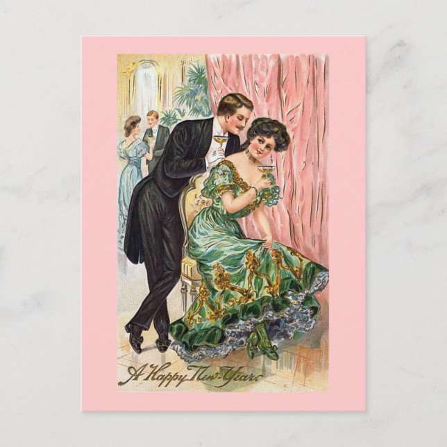 Vintage Happy New Year Holiday Postcard (Front)