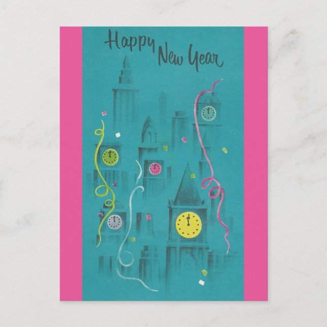Vintage Happy New Year Holiday Postcard (Front)