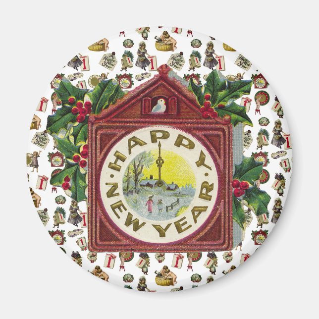 Vintage Happy New Year Magnet (Front)