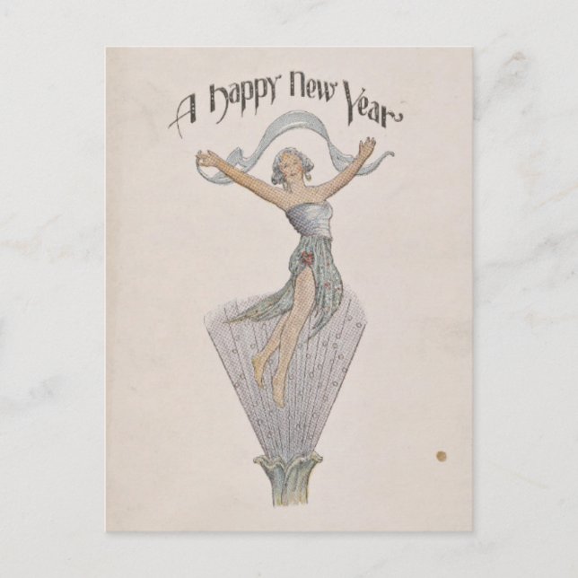 Vintage Happy New Year Postcard (Front)