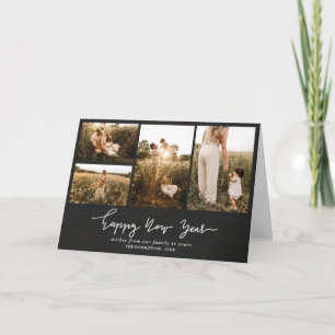 Vintage Happy New Year Script   Multi Photo Card
