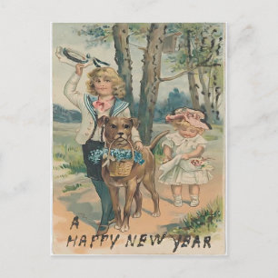 Vintage Happy New Year - Victorian Postcard