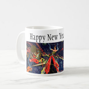 Vintage Happy New Years Eve Party with Confetti Coffee Mug