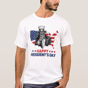 Vintage Happy Presidents Day Uncle Sam Skull Ameri T-Shirt