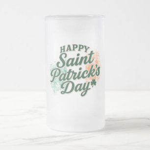 Vintage Happy Saint Patrick's day Frosted Glass Beer Mug