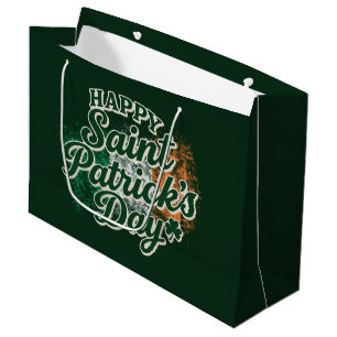 Vintage Happy Saint Patrick's day  Large Gift Bag