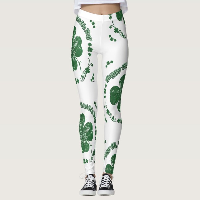 Vintage Happy Saint Patrick's Day Leggings (Front)