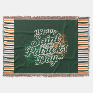 Vintage Happy Saint Patrick's day Throw Blanket