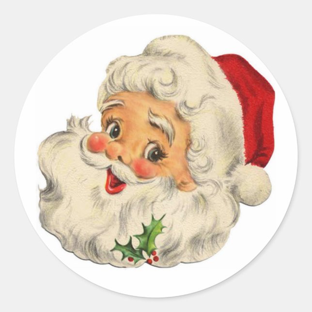 Vintage Happy Santa Claus Classic Round Sticker (Front)