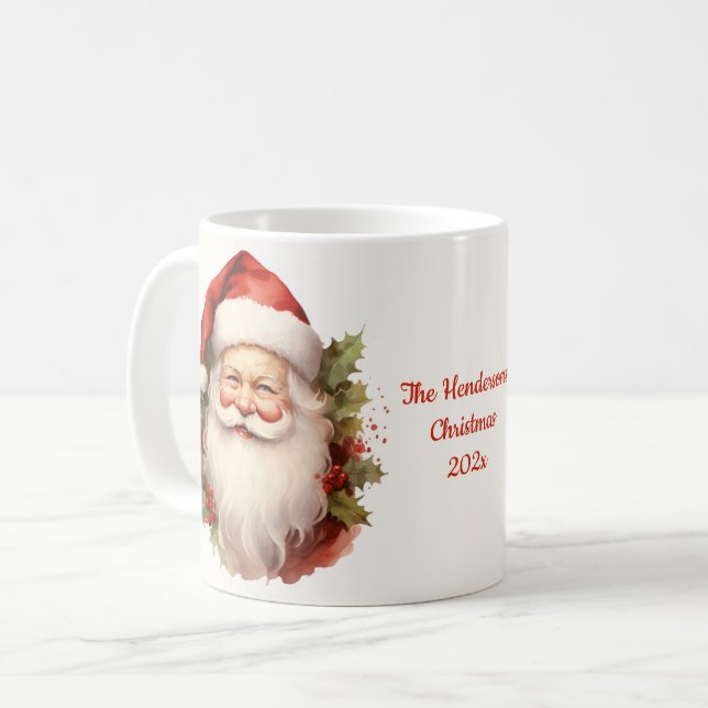 Vintage Happy Santa  Coffee Mug (Front Left)