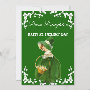 Vintage Happy St. Patricks Day Daughter, Clover Holiday Card
