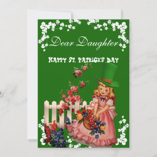 Vintage Happy St. Patricks Day Daughter, Flowers Holiday Card