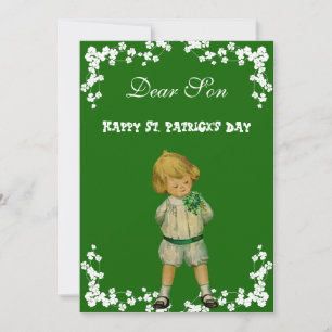 Vintage Happy St. Patricks Day Son, Grandson Cute Holiday Card