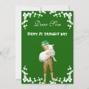 Vintage Happy St. Patricks Day Son, Grandson Lamb Holiday Card