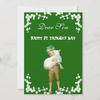Vintage Happy St. Patricks Day Son, Grandson Lamb Holiday Card