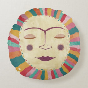 Vintage Happy Sun Round Cushion