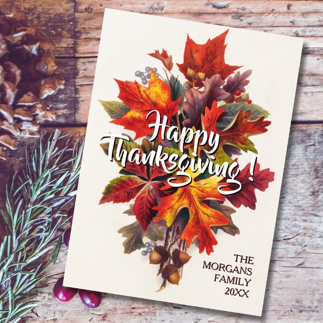 Vintage Happy Thanksgiving Autumn Leaves Card (Creator Uploaded)